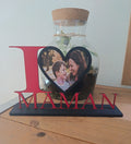 Décoration en bois " I LOVE MAMAN" avec photo